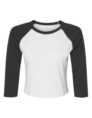BEL-1200-Womens Micro Rib 3/4 Raglan Baby Tee